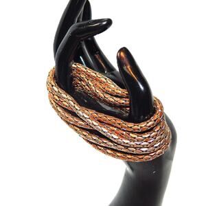 Vintage BoHo Bronze 5 Twisted Snake Link Chain Bracelet